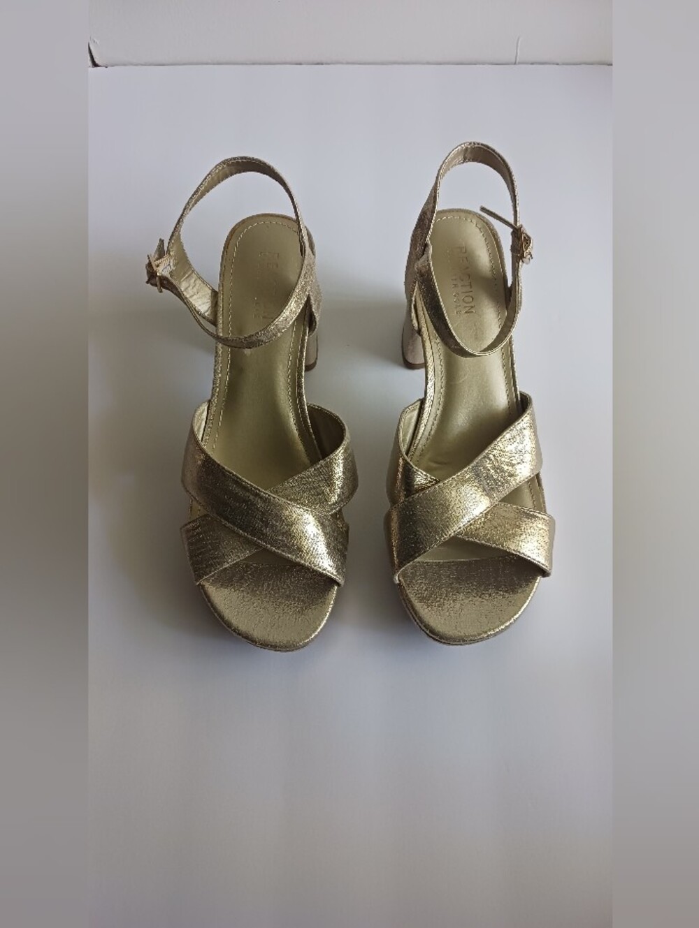 Metallic Gold Women's Strappy Block Heel